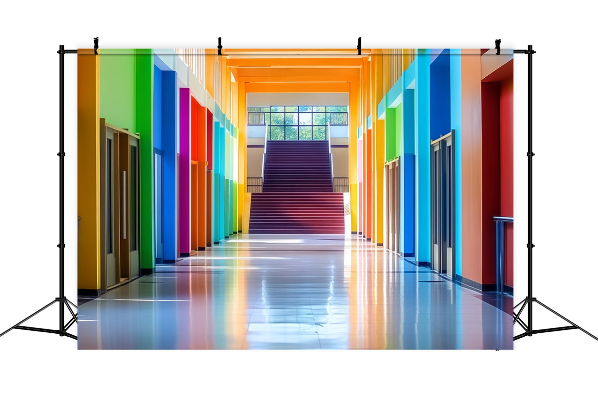 Schulkulisse Regenbogen Flur Willkommenskulisse BRP57-45