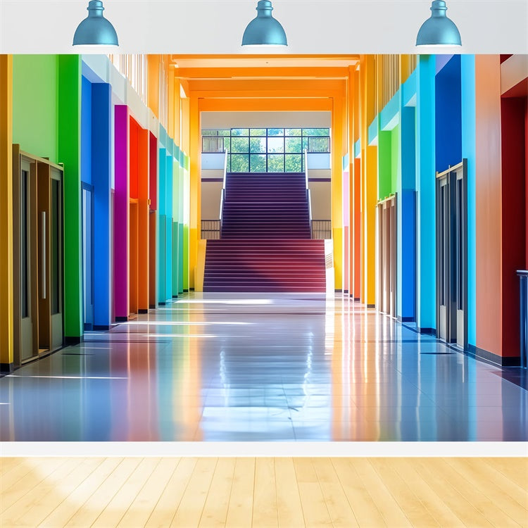 Schulkulisse Regenbogen Flur Willkommenskulisse BRP57-45