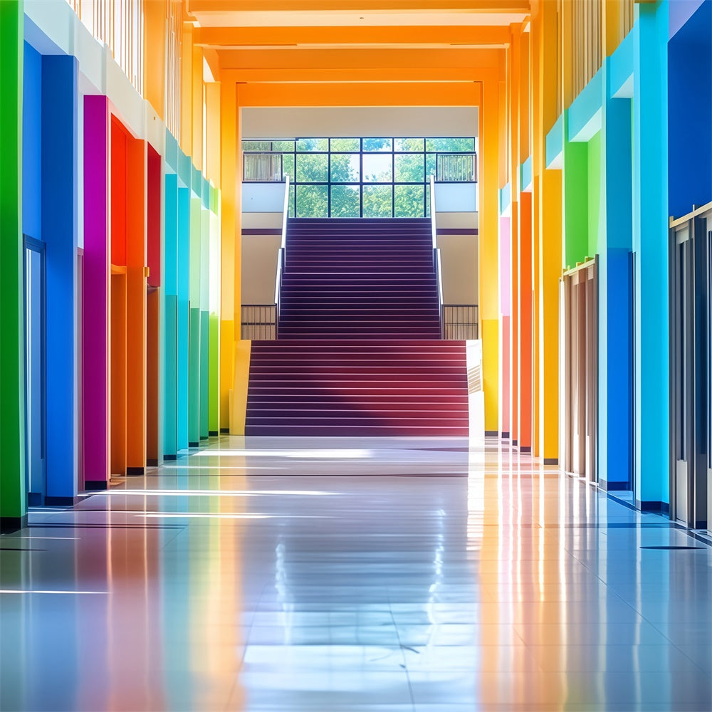 Schulkulisse Regenbogen Flur Willkommenskulisse BRP57-45