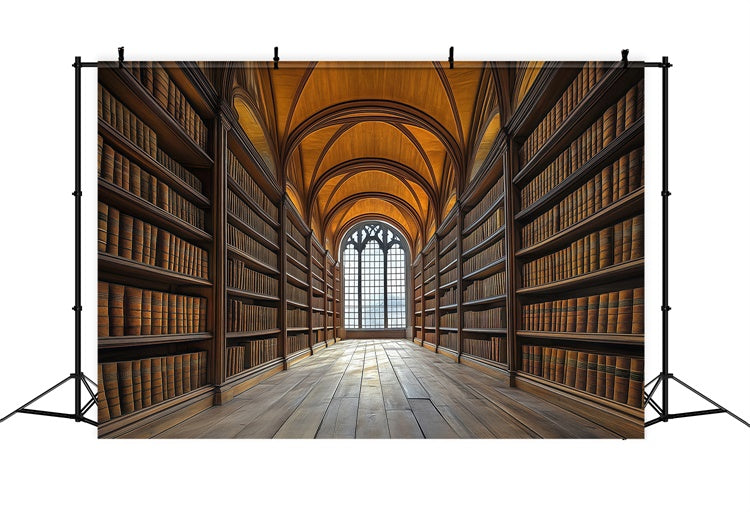 Back To School Fotohintergrund Gothic Library Hall Backdrop BRP57-53
