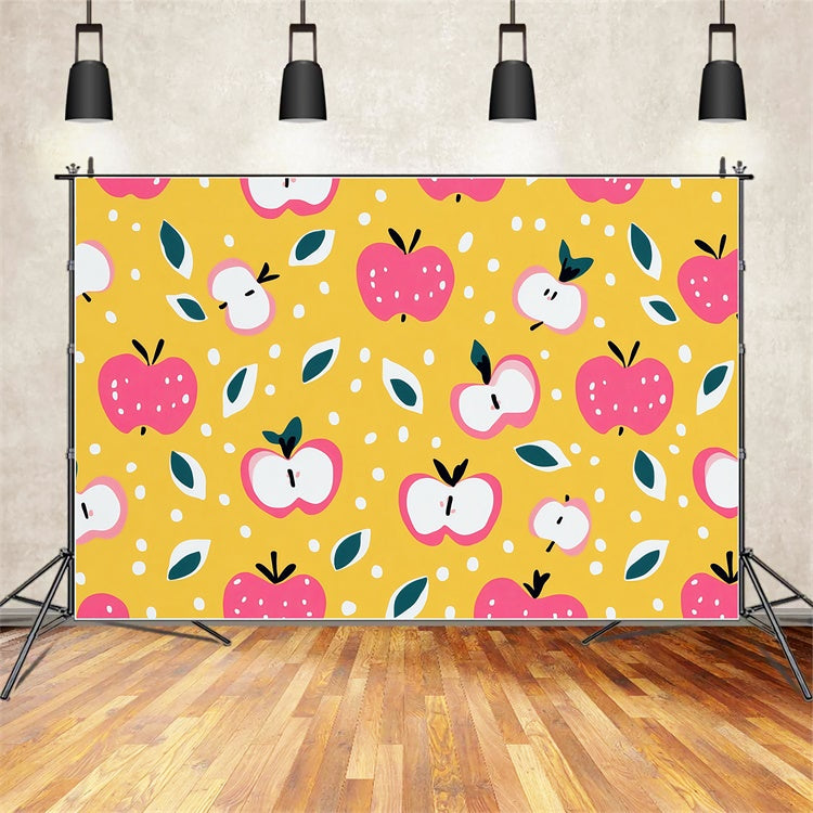 Back To School Fotohintergrund Cartoon Apfelmuster Backdrop BRP57-57