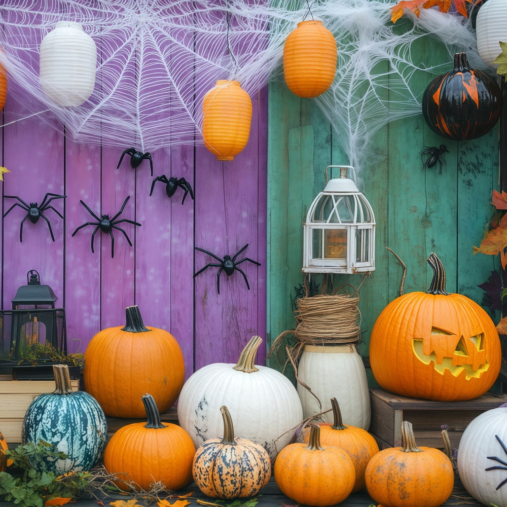 Halloween Fotohintergrund Spinnennetz Kürbis Wandhintergrund BRP57-78