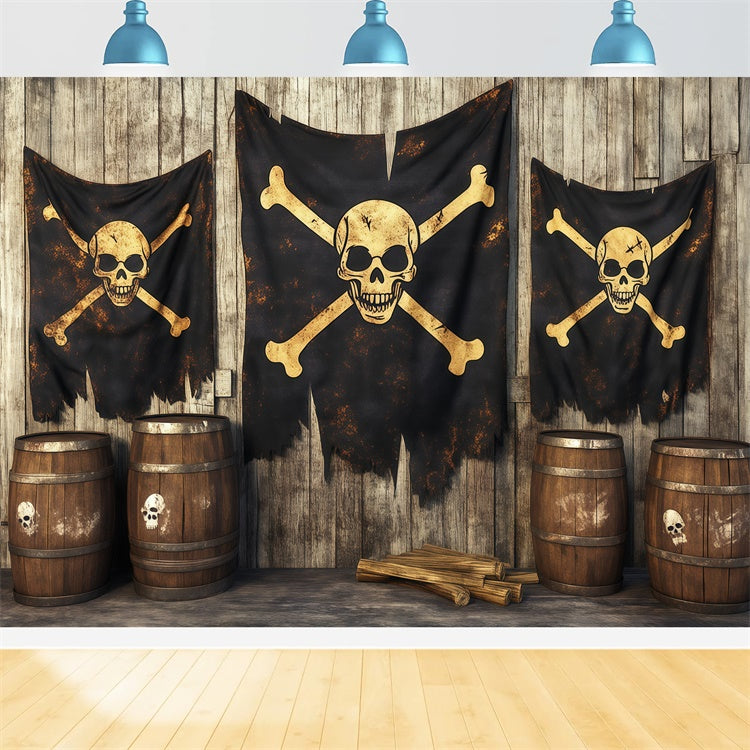 Gruselige Halloween-Hintergrundkulissen Totenkopf-Piratenschänke-Hintergrundkulisse BRP57-85