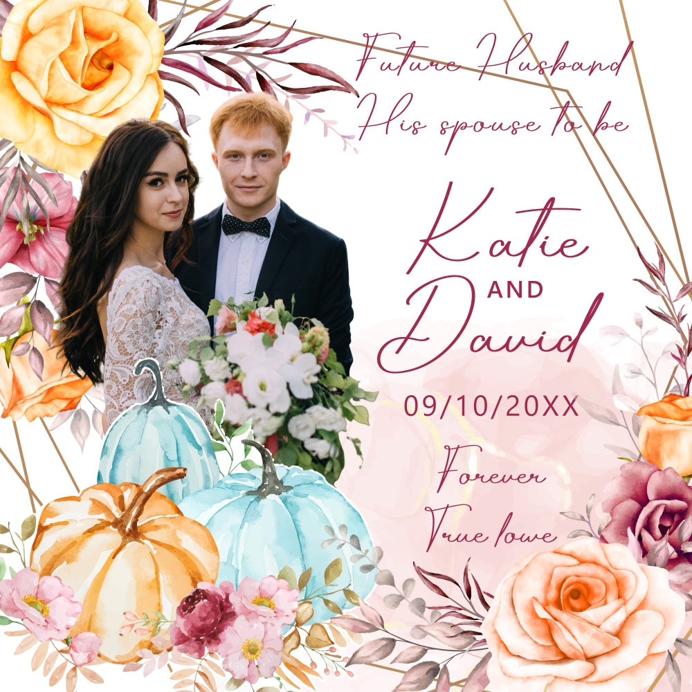 Herbst-Hochzeitskulisse Blüten Kürbisse Romantik Customized Backdrop BRP6-106