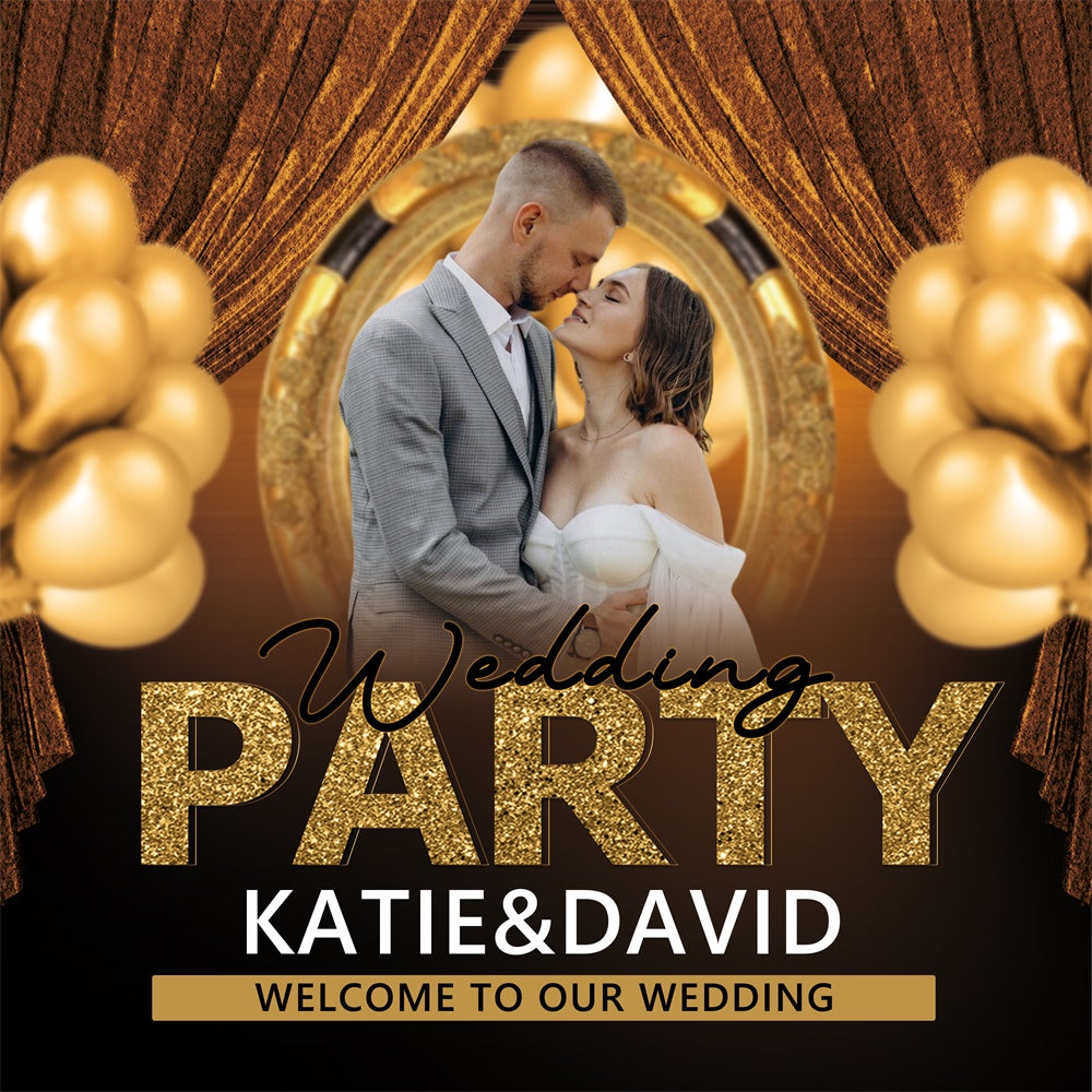Personalisierter Hintergrund für Hochzeiten Gold Glam Ballon Hintergrund BRP6-117