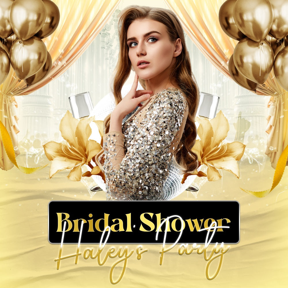 Brautparty Hintergrund Ballon Glitzy Gold Personalisierter Hintergrund BRP6-121