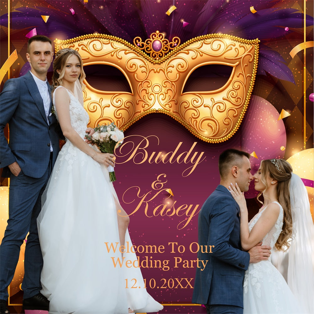 Fotohintergrund Hochzeit Maskerade Glam Maske Individuelles Backdrop BRP6-123
