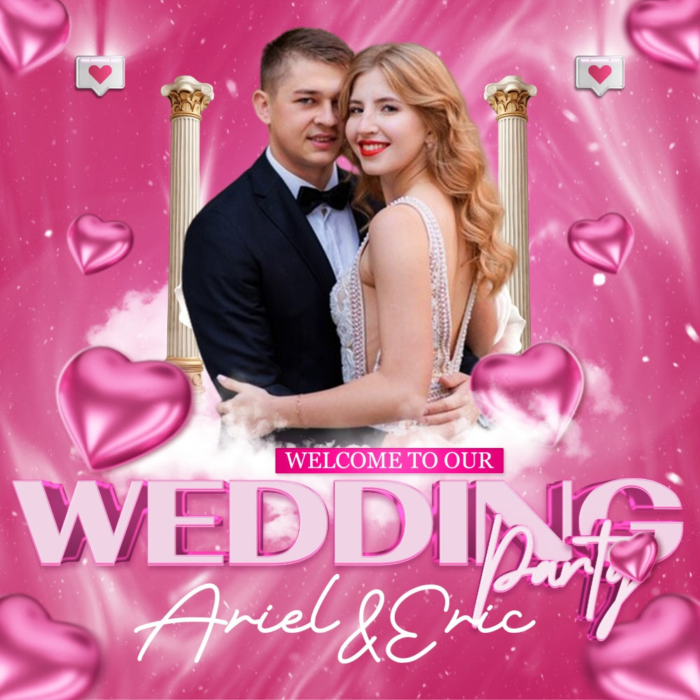 Backdrop für Hochzeit Rosa Herzen Traum Personalisierte Backdrop BRP6-131