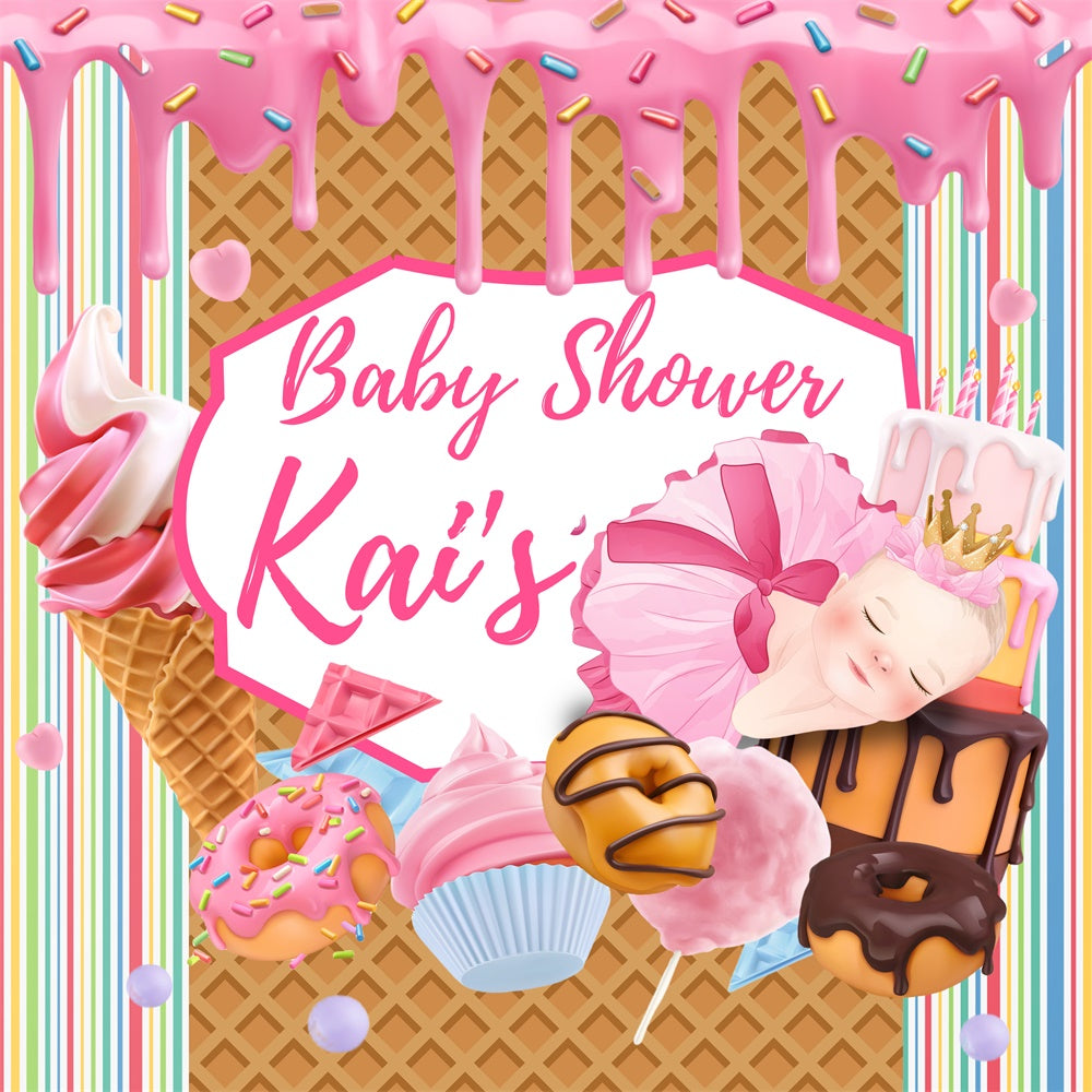 Backdrops für Baby Shower Süße Leckereien Customized Backdrop BRP6-214