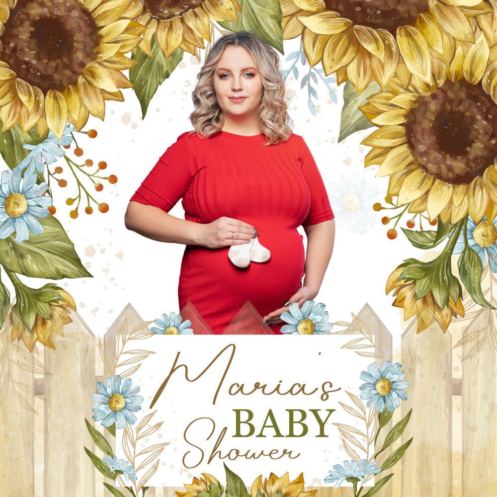 Baby Shower Hintergrund Ideen Rustikale Sonnenblume Individuelles Hintergrundbild BRP6-233