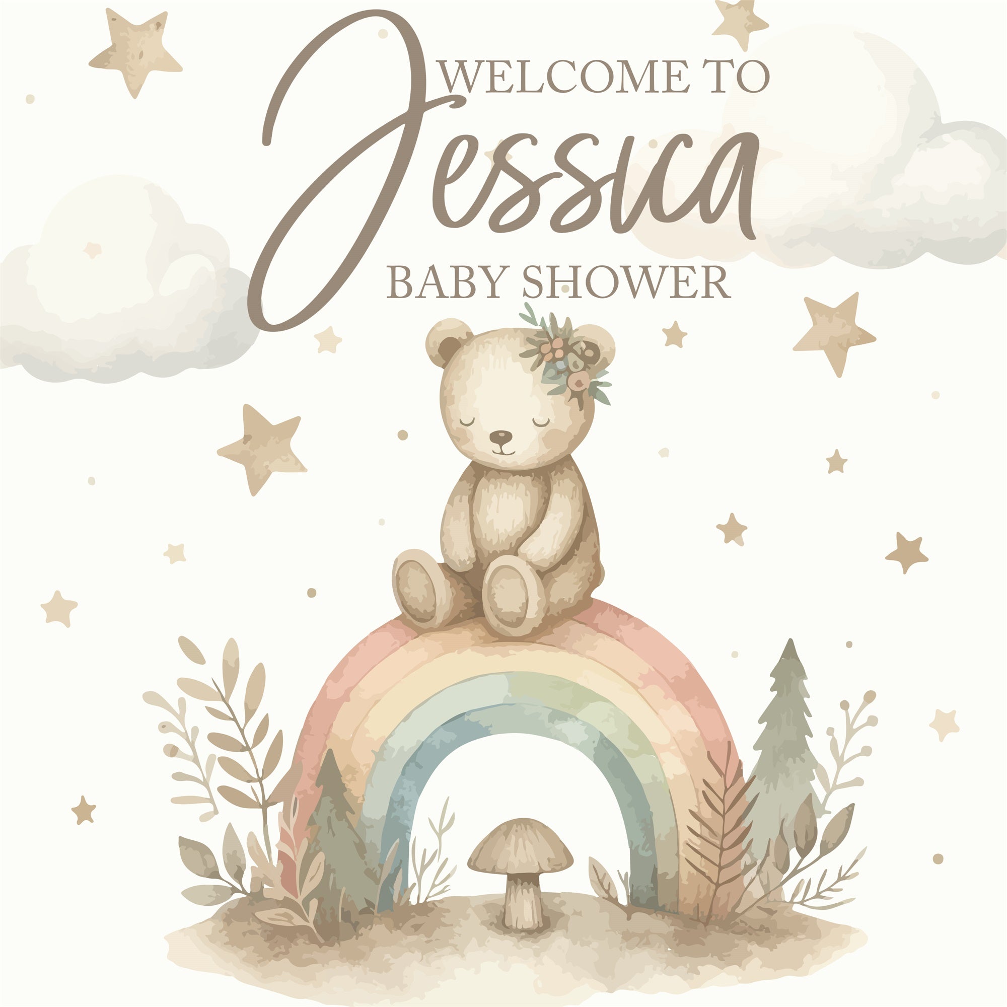 Hintergrund für Baby Shower Kleiner Bär Regenbogen Individueller Hintergrund BRP6-26