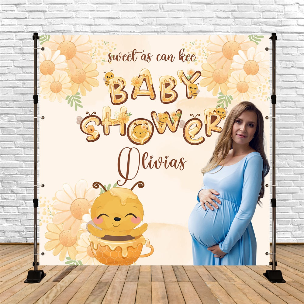 Baby Dusche Hintergrund Honig Biene Floral Personalisierte Hintergrund BRP6-27