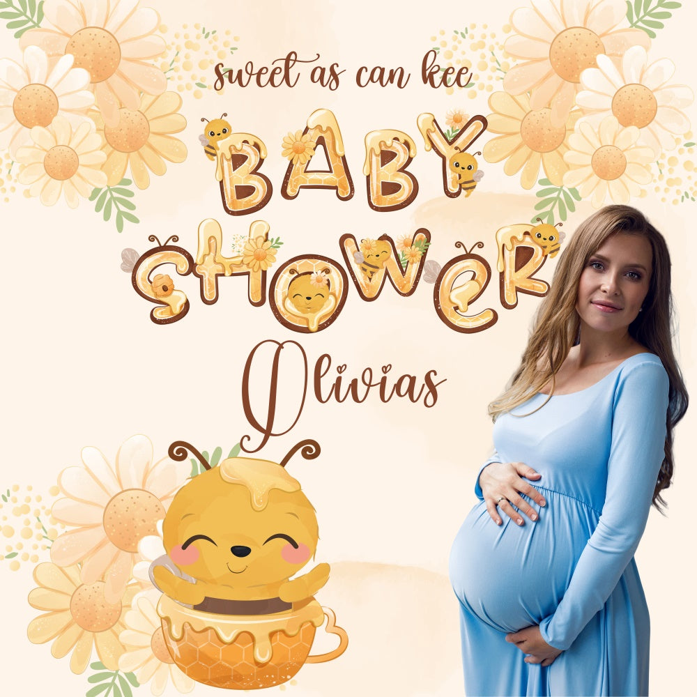Baby Dusche Hintergrund Honig Biene Floral Personalisierte Hintergrund BRP6-27