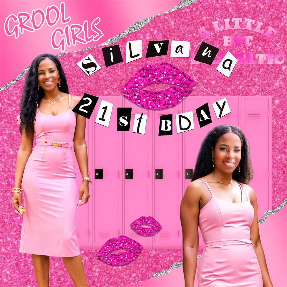 21. Geburtstag Backdrop Pink Glitter Chic Individuelles Backdrop BRP6-51