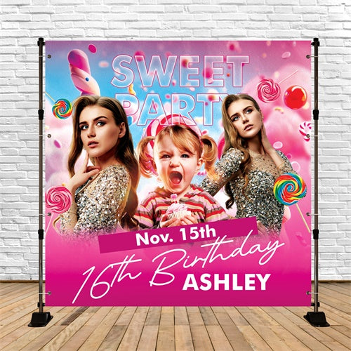 Personalisierte Backdrop für Geburtstag Sweet 16 Glow Backdrop BRP6-67