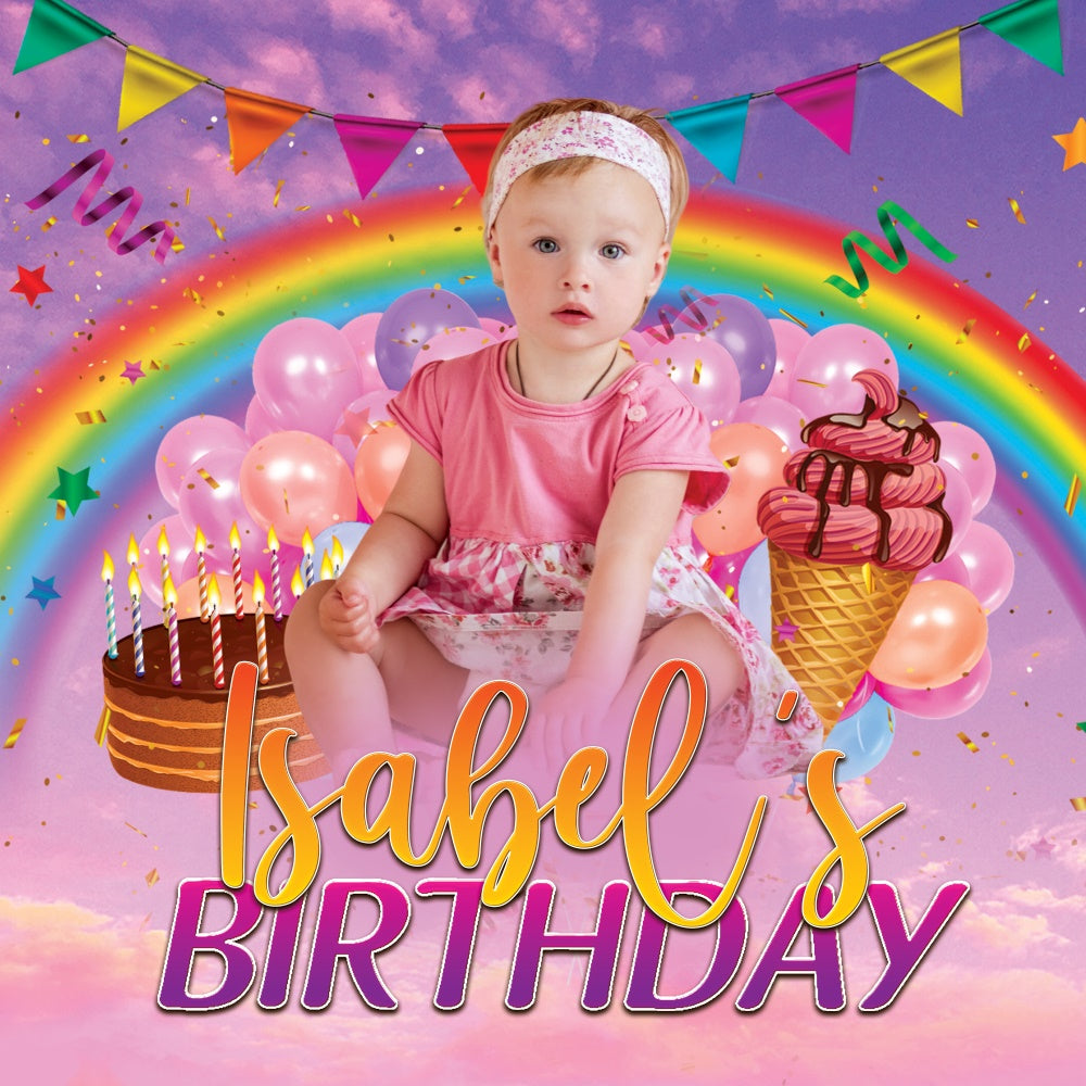 Custom Backdrop für Geburtstagsparty Regenbogen Delight Backdrop BRP6-68