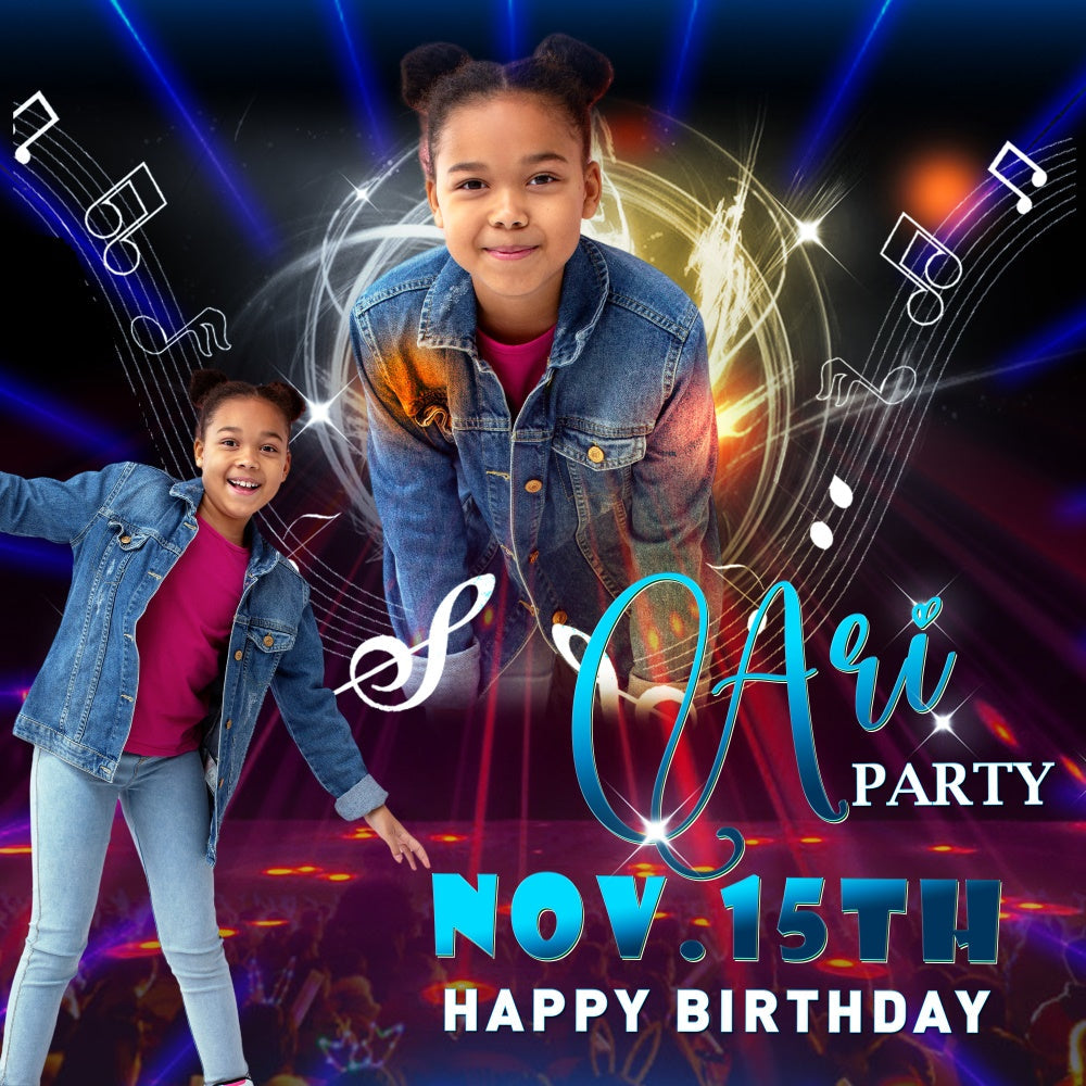 Personalisierte Backdrop für Geburtstag Musik Vibes Backdrop BRP6-81