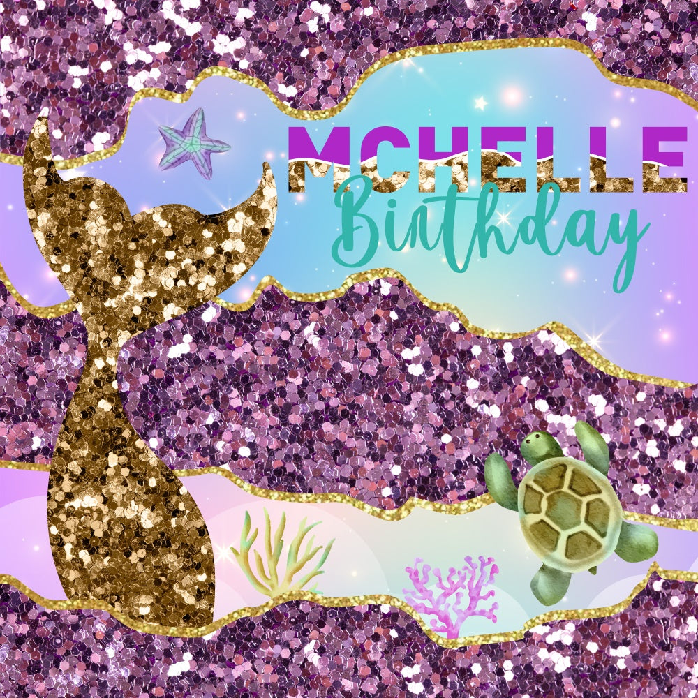 Meerjungfrau Backdrop für Geburtstag Sparkle Mermaid Dream Custom Backdrop BRP6-82