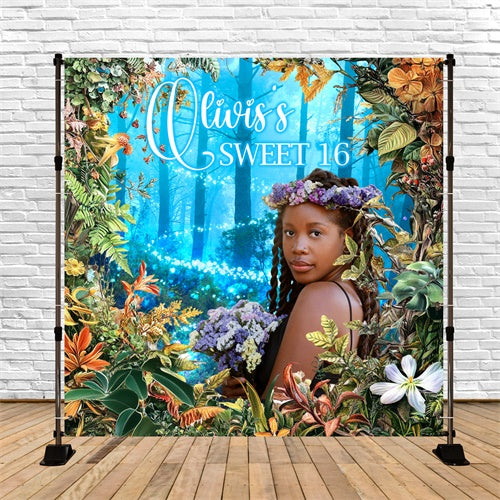 Individuelle Geburtstag Backdrops Enchanted Forest Sweet 16 Backdrop BRP6-95