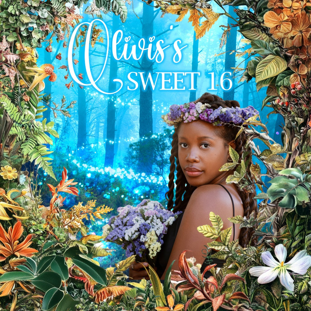 Individuelle Geburtstag Backdrops Enchanted Forest Sweet 16 Backdrop BRP6-95