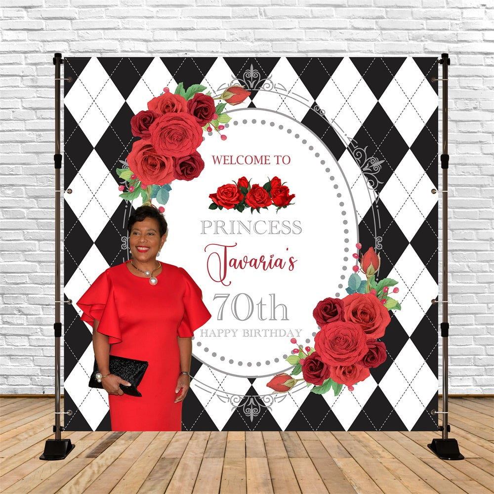 70. Geburtstag Backdrop Royal Roses Elegant Customized Backdrop BRP6-97