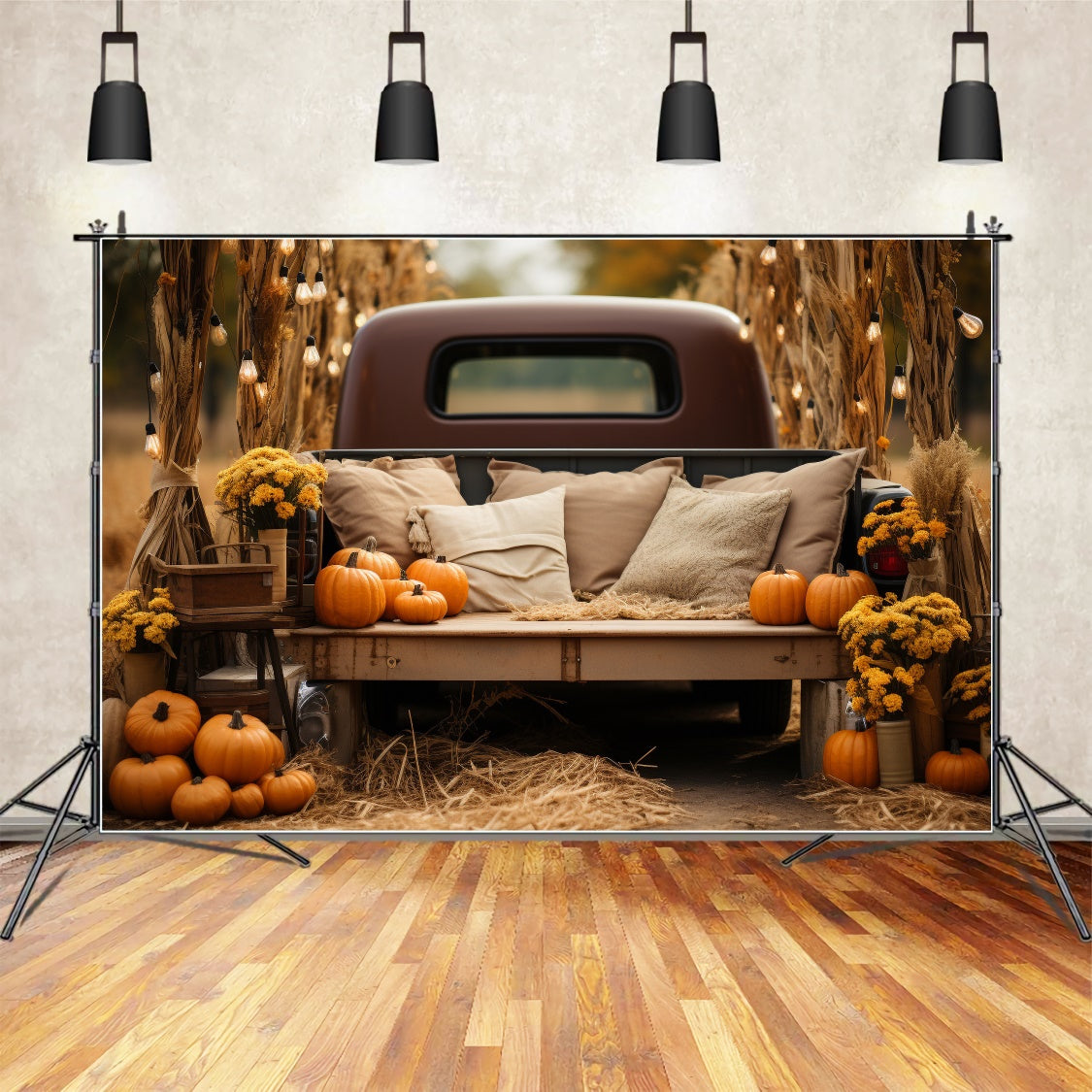 Herbst Licht Blume Kürbis Kissen LKW Hintergrund BRP7-105