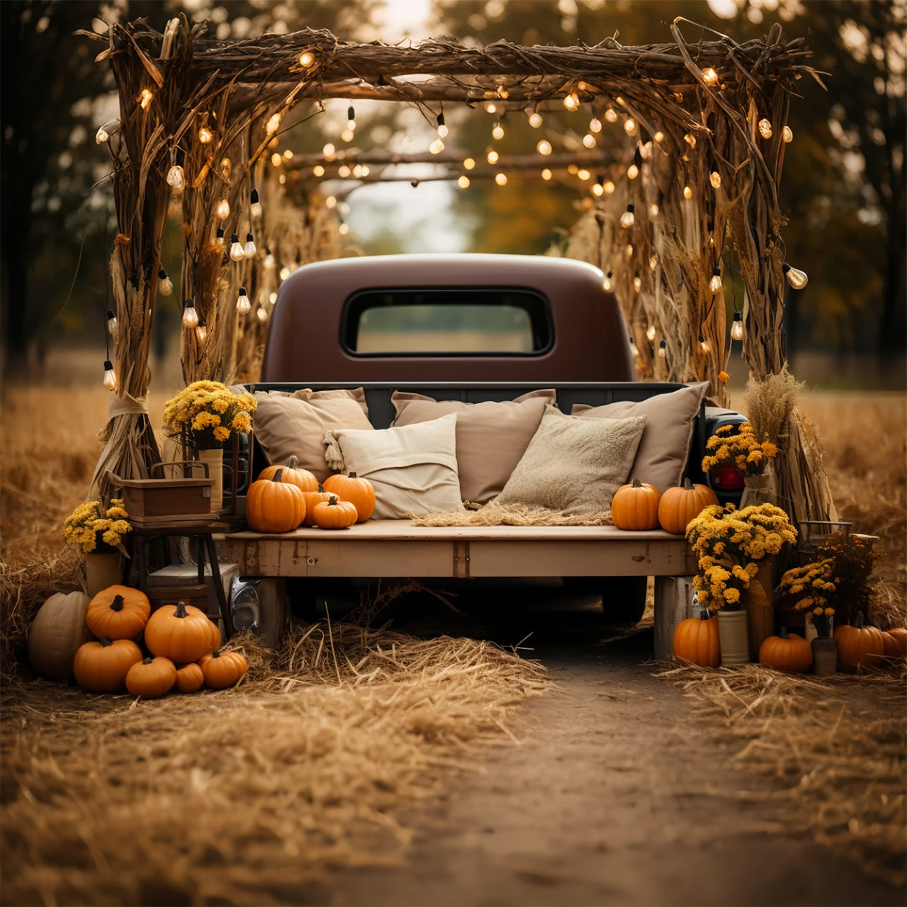 Herbst Licht Blume Kürbis Kissen LKW Hintergrund BRP7-105