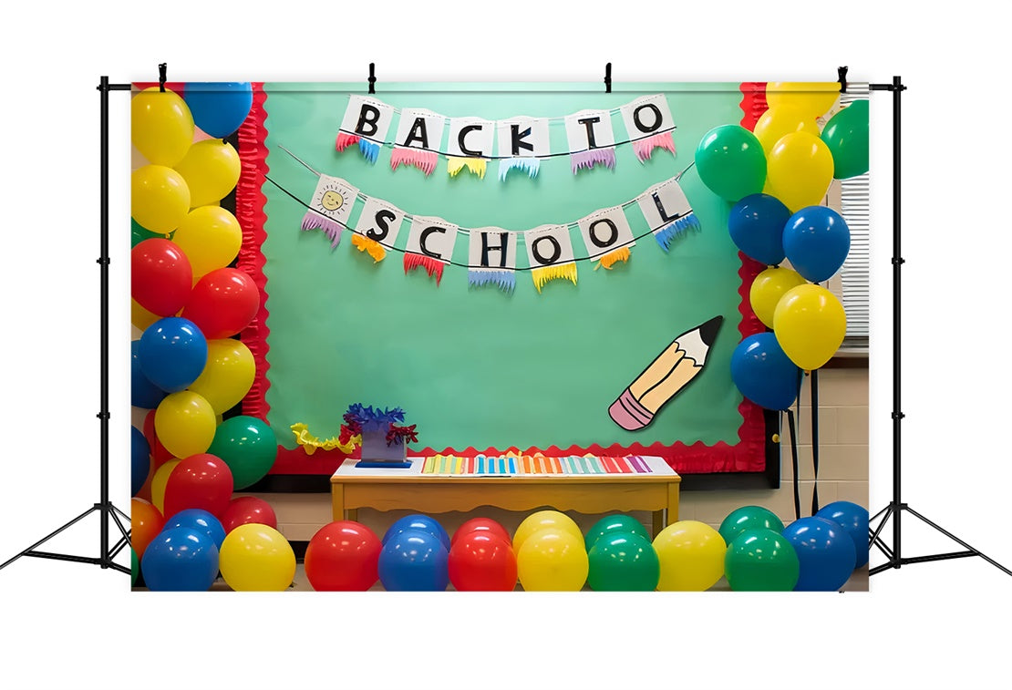 Zurück zu Schule Buntes Klassenzimmer Fotografie Hintergrund BRP7-183