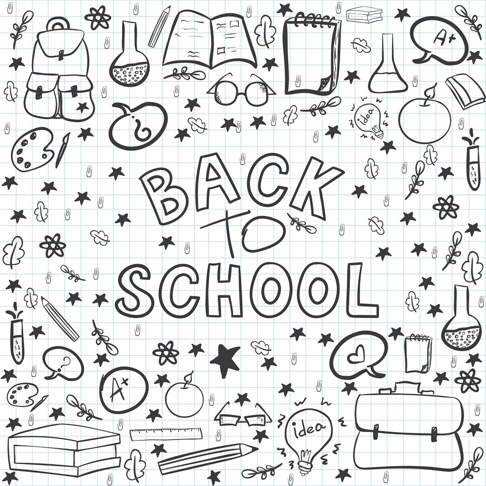 Back to School Schwarz Weiß Graffiti Backdrop BRP7-18