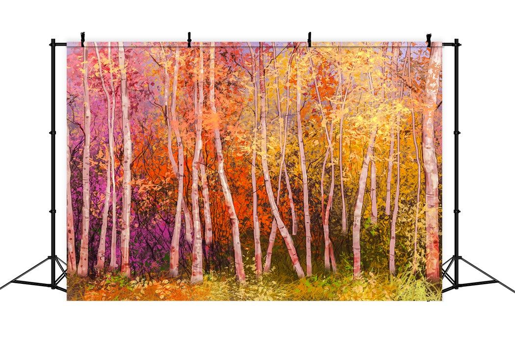 Bunte Herbst Birke Wald Hintergrund für die Fotografie BRP7-197