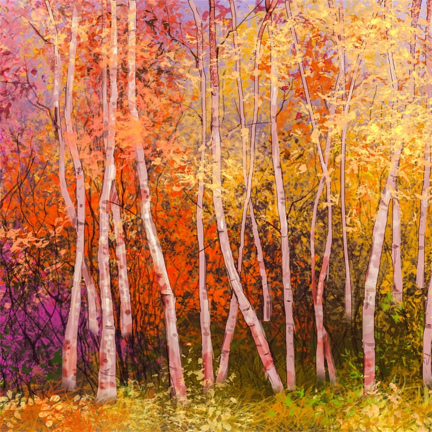 Bunte Herbst Birke Wald Hintergrund für die Fotografie BRP7-197