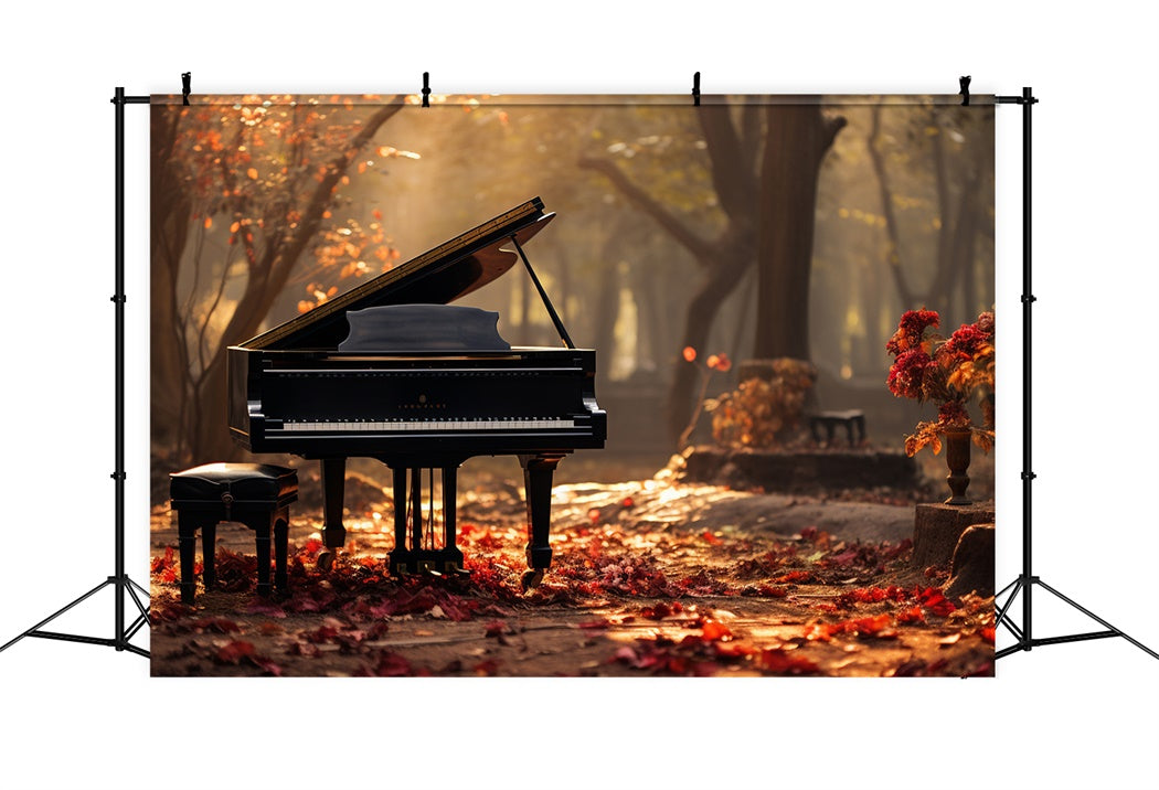 Melodischer Herbstweg mit Klavier Fotohintergrund BRP7-199