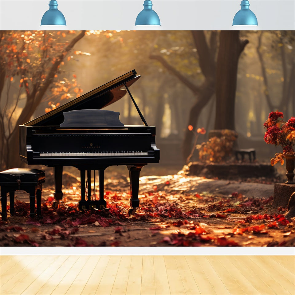 Melodischer Herbstweg mit Klavier Fotohintergrund BRP7-199