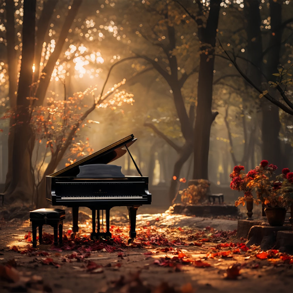 Melodischer Herbstweg mit Klavier Fotohintergrund BRP7-199