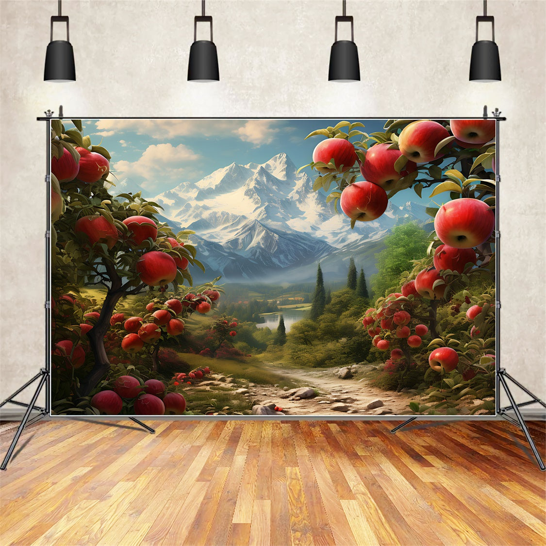 Herbst Bergwiese Roter Apfelbaum Hintergrund BRP7-64