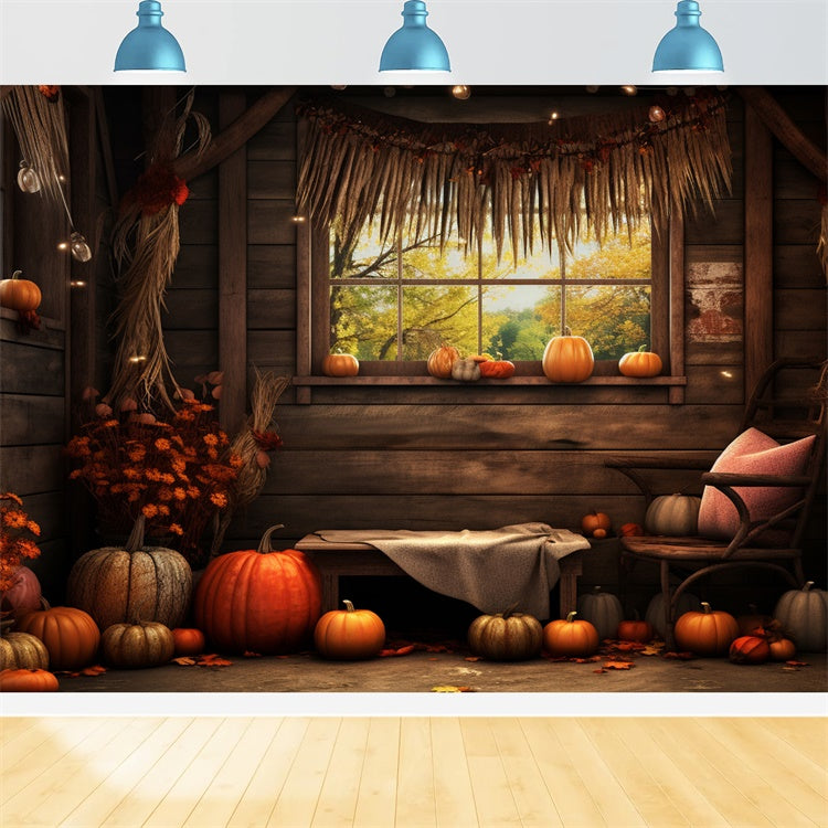 Herbst Kürbis Scheune Fenster Kulisse BRP7-81