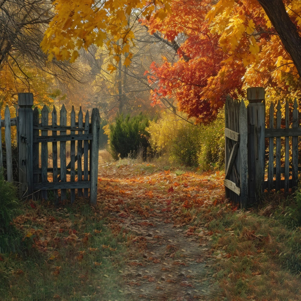 Herbst Rot Ahorn Zaun Hintergrund für Fotografie BRP7-95