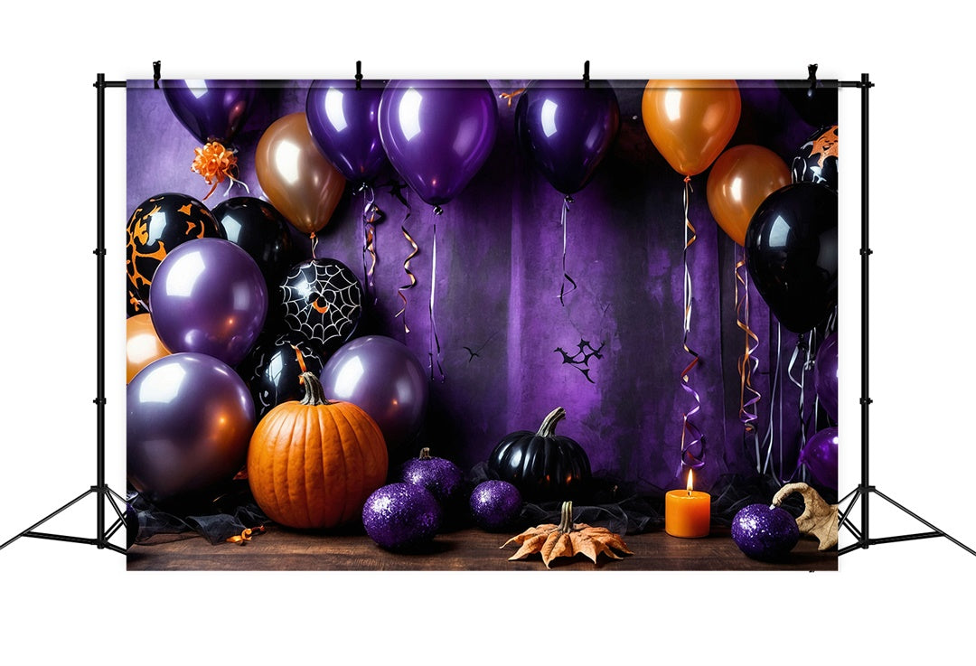 Lila und schwarze Luftballons Halloween Party Hintergrund BRP8-175
