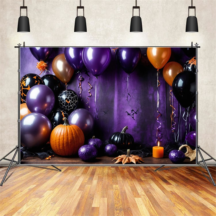 Lila und schwarze Luftballons Halloween Party Hintergrund BRP8-175