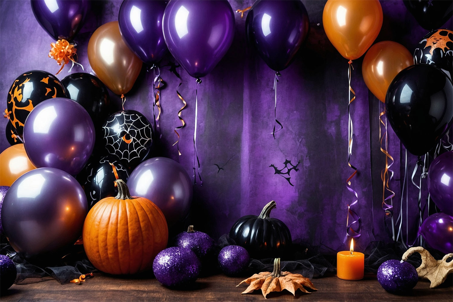 Lila und schwarze Luftballons Halloween Party Hintergrund BRP8-175