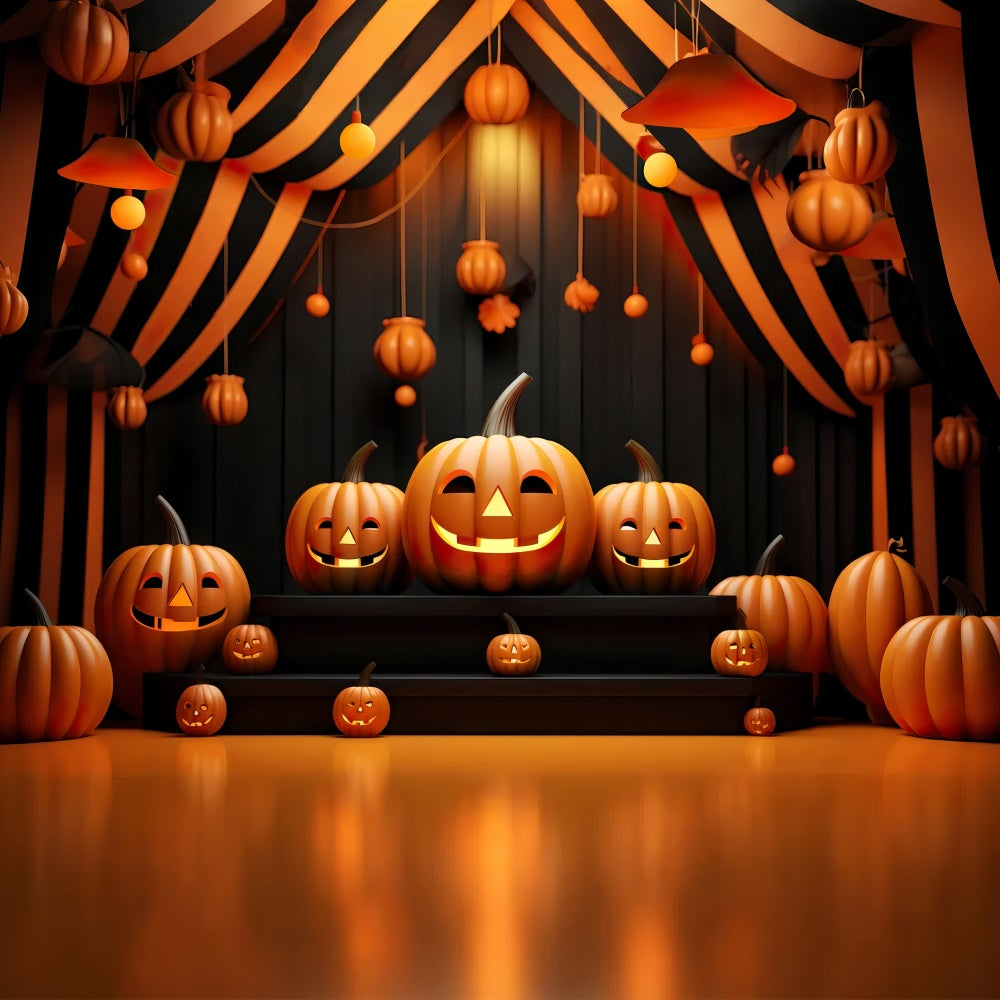 Glühende und lächelnde Kürbisse Halloween Bühnenhintergrund BRP8-214