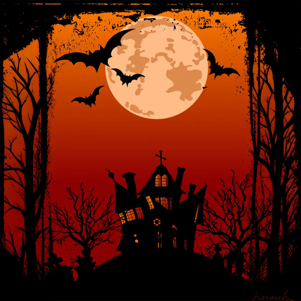 Halloween Nacht Haus und Vollmond Kulisse BRP8-326