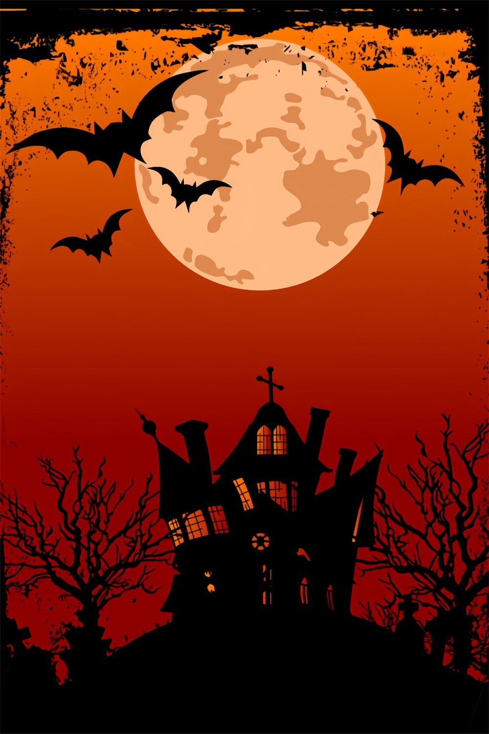 Halloween Nacht Haus und Vollmond Kulisse BRP8-326