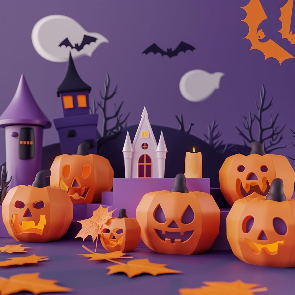 Halloween Spukschloss mit Jack-O-Lanterns Hintergrundkulisse BRP8-335