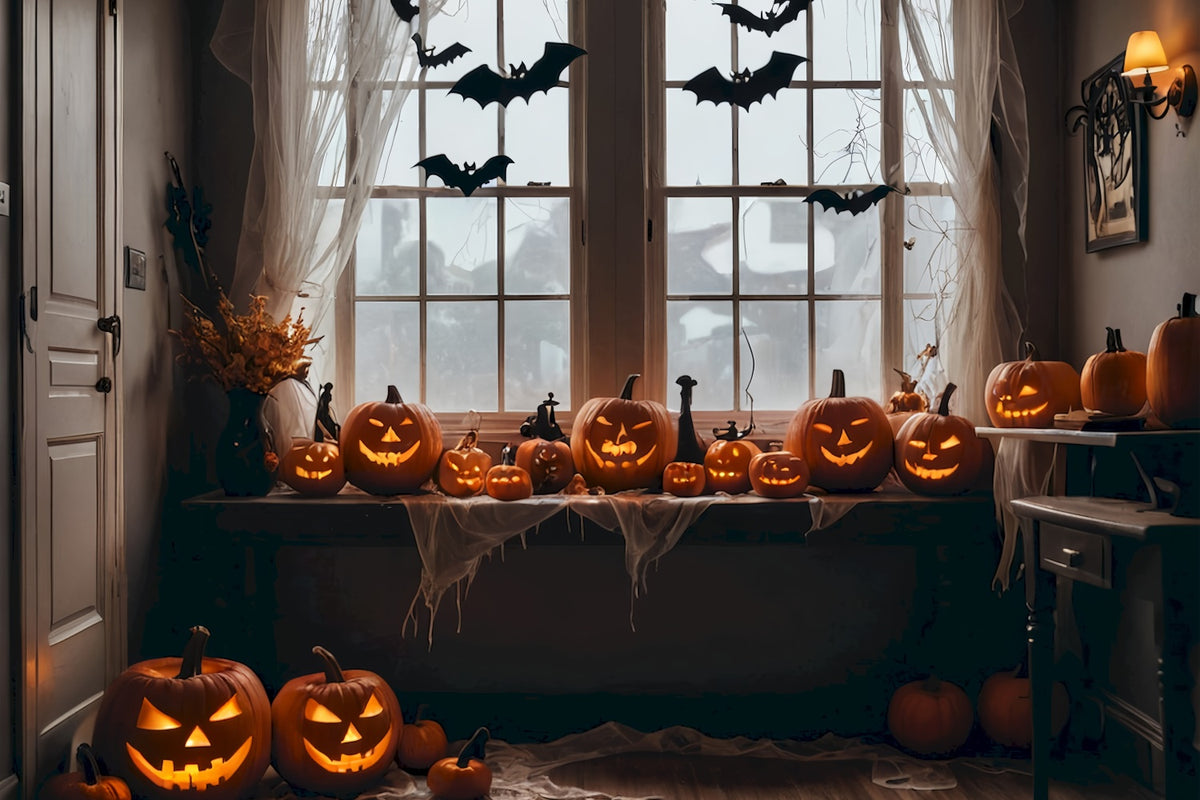 Fledermäuse und Kürbisse Halloween Fenster Kulisse BRP8-345