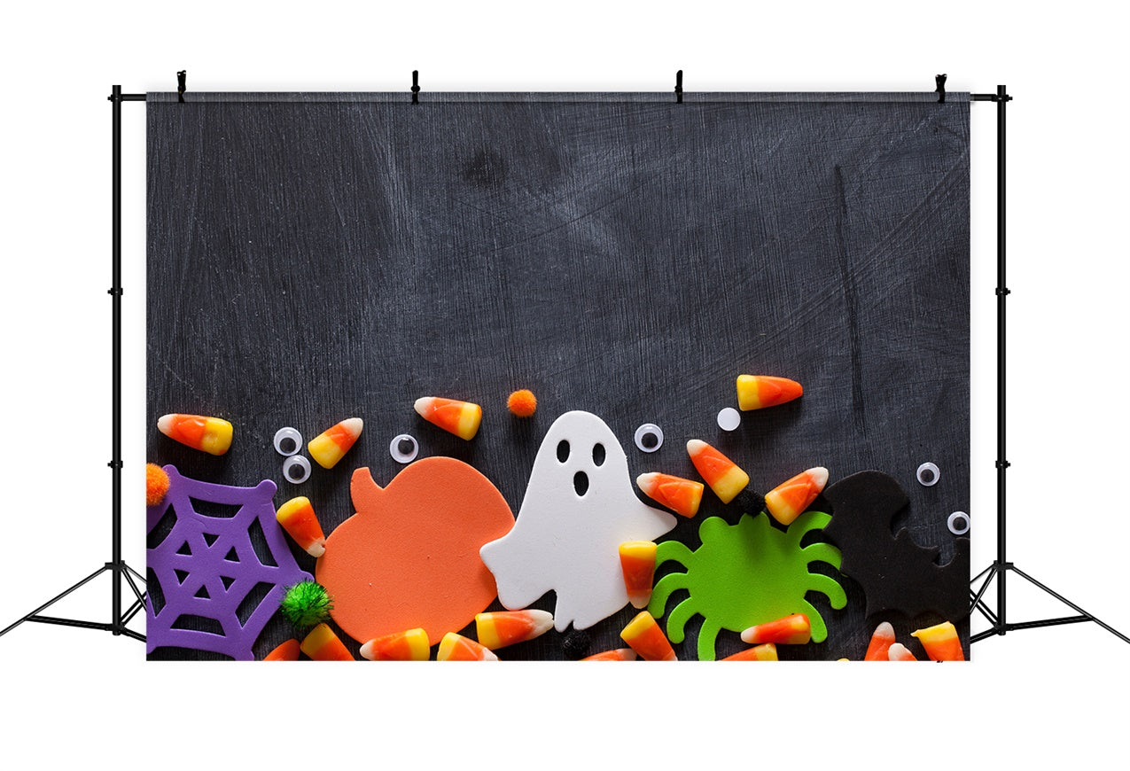 Niedlicher Halloween-Zuckermais-Kreidetafel-Hintergrund BRP8-350