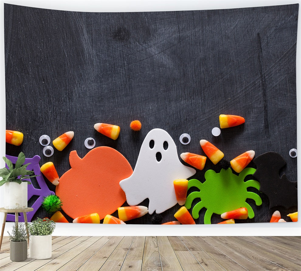 Niedlicher Halloween-Zuckermais-Kreidetafel-Hintergrund BRP8-350