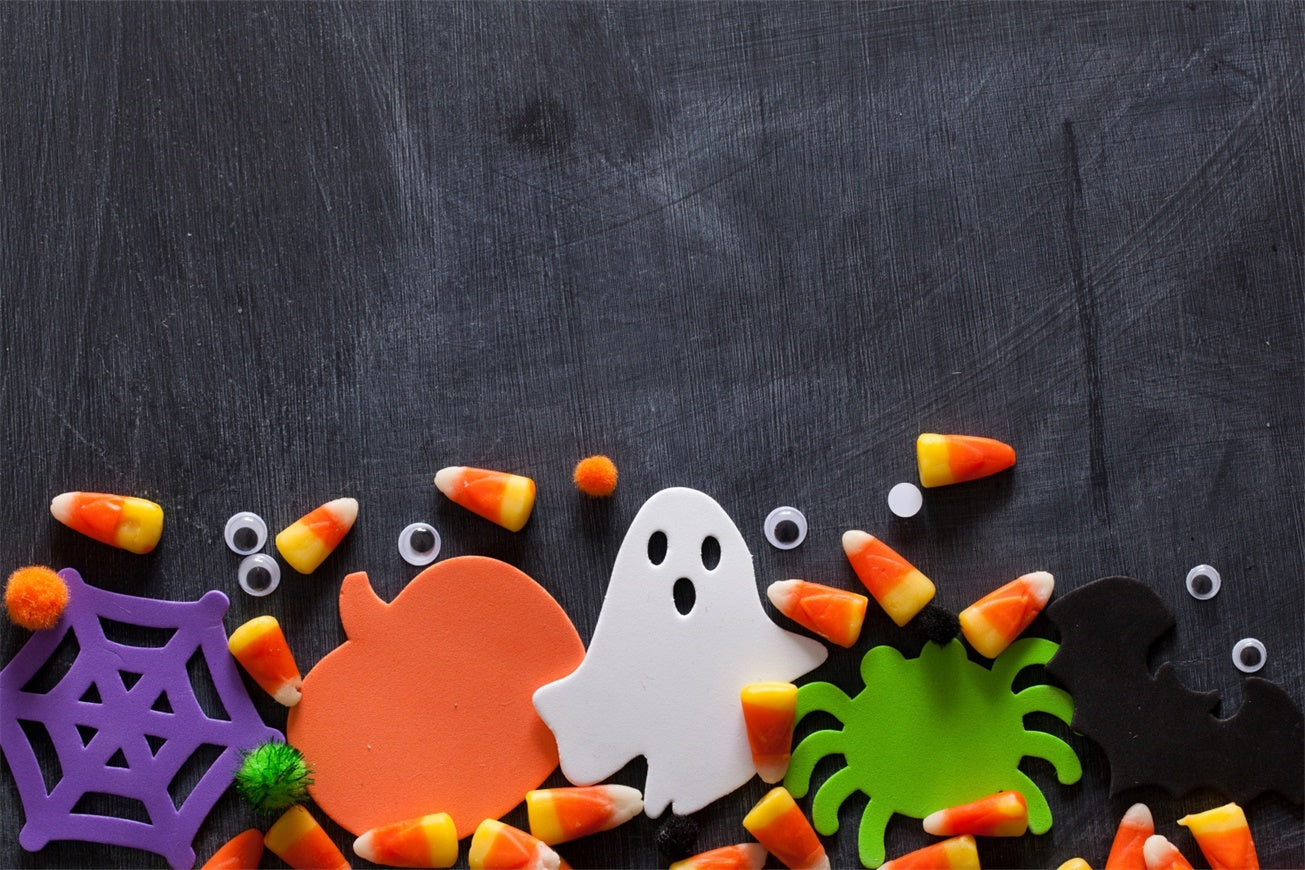 Niedlicher Halloween-Zuckermais-Kreidetafel-Hintergrund BRP8-350