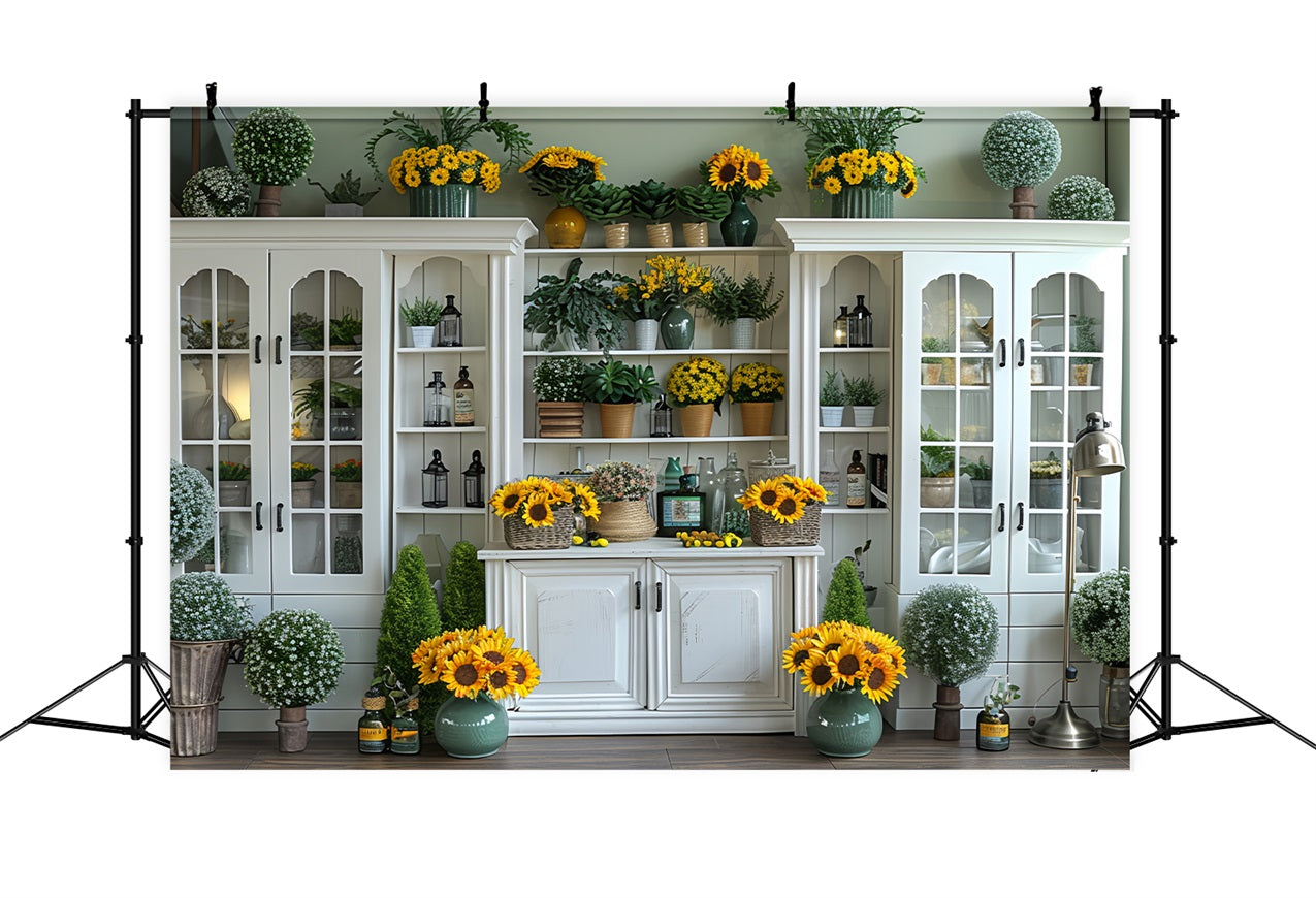 Herbst Sonnenblumen Landhausstil Ernte Dekor Hintergrund BRP9-167
