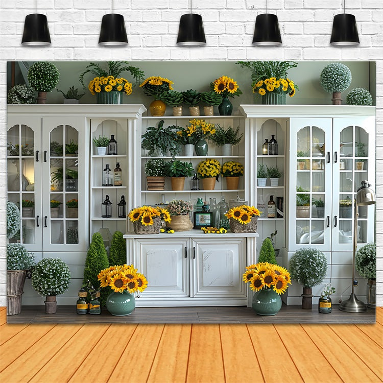 Herbst Sonnenblumen Landhausstil Ernte Dekor Hintergrund BRP9-167